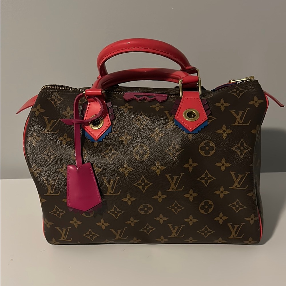 Louis Vuitton Brown and Pink Monogram Handbag